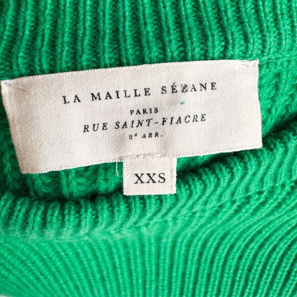 Sézane Bright Green Chunky Knit Cropped Sweater XXS - Picture 7 of 8